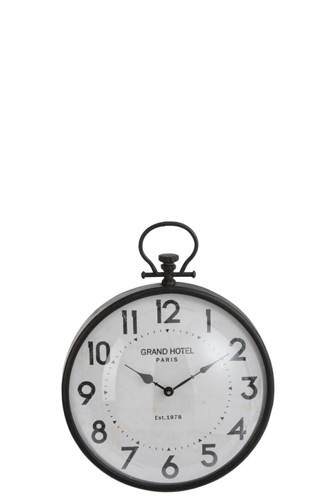 Klok Zwart Glas Rond 49x38 cm-Klokken-J-Line