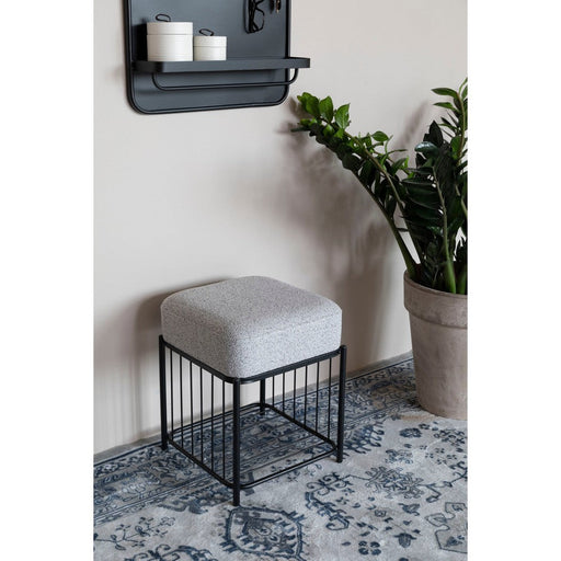 Kruk Milou Square MDF, Pine hout, Polyester Grijs 35x35 cm-Krukken-Creating Home