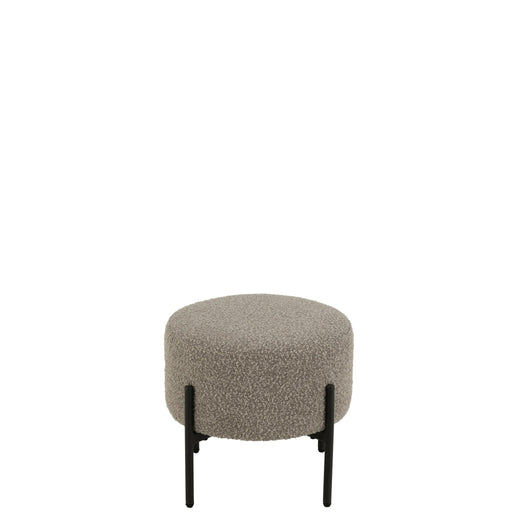 Krukje Bouclé Plywood/Polyester Grijs/Zwart 44x44x41.5 cm-Krukken-J-Line