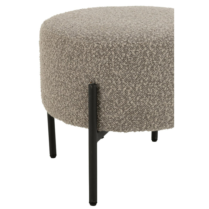 Krukje Bouclé Plywood/Polyester Grijs/Zwart-Krukken-J-Line