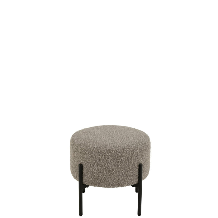 Krukje Bouclé Plywood/Polyester Grijs/Zwart-Krukken-J-Line