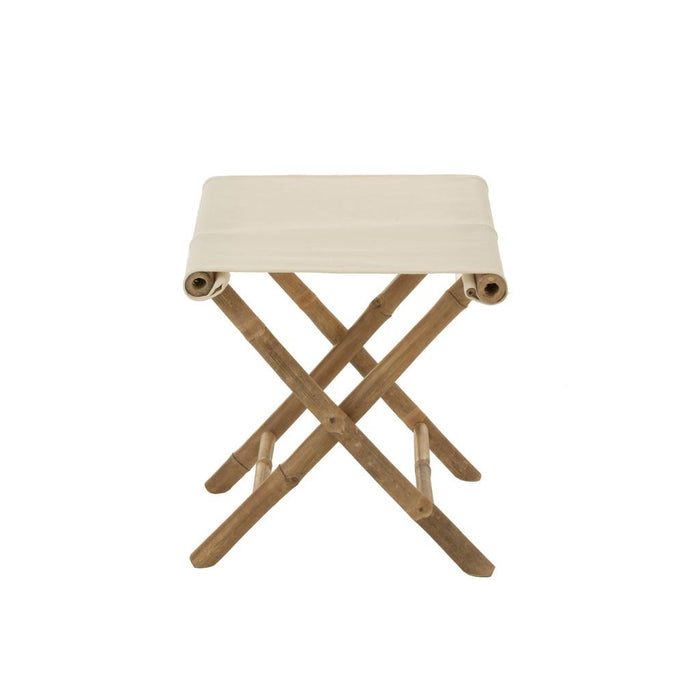 Krukje Stoel Pliable Bamboe+Textile Naturel/Wit 40x40x42 cm-Krukken-J-Line
