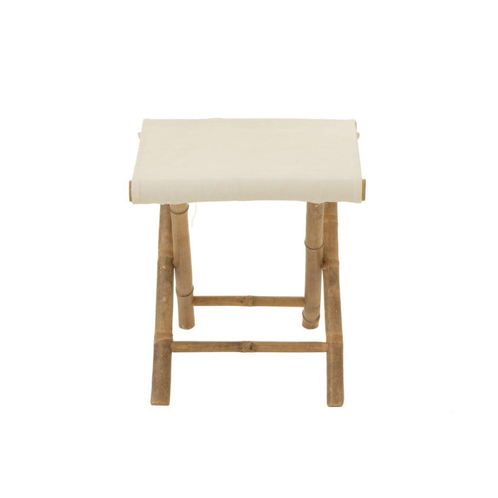Krukje Stoel Pliable Bamboe+Textile Naturel/Wit 40x40x42 cm-Krukken-J-Line