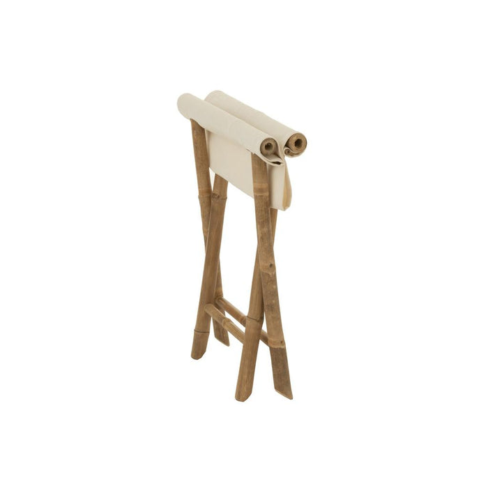 Krukje Stoel Pliable Bamboe+Textile Naturel/Wit 40x40x42 cm-Krukken-J-Line