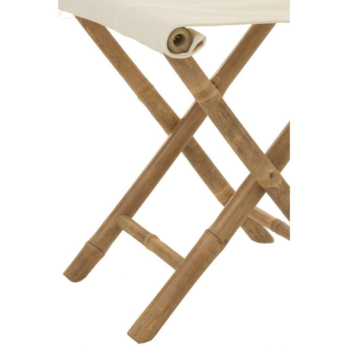 Krukje Stoel Pliable Bamboe+Textile Naturel/Wit 40x40x42 cm-Krukken-J-Line