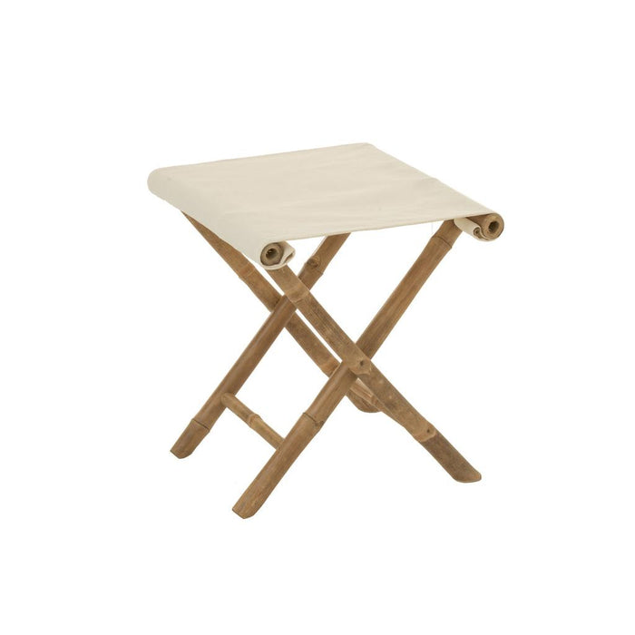 Krukje Stoel Pliable Bamboe+Textile Naturel/Wit-Krukken-J-Line