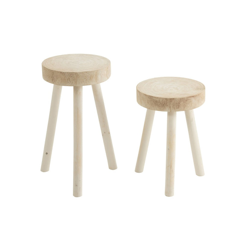 Krukje Wit Paulownia hout 29 cm 29x29x56 cm-Krukken-J-Line
