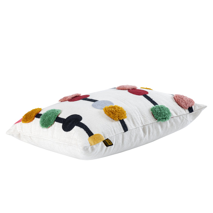 Dekokissen Prinay Rosa Rect Embroidery Zierkissen mit Dots