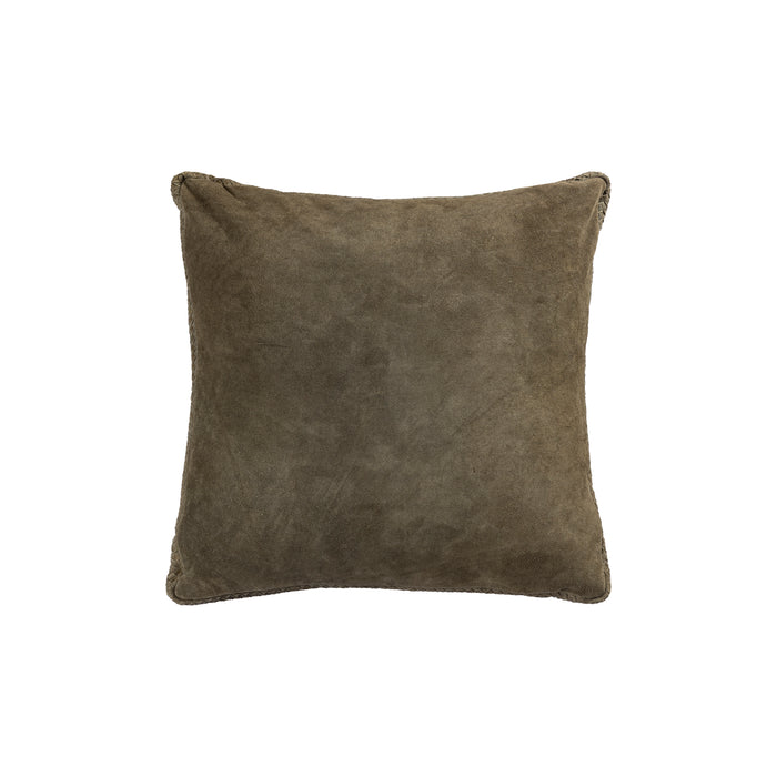 Decorative Cushion Suky Green Suede Leather Throw Pillow Square L