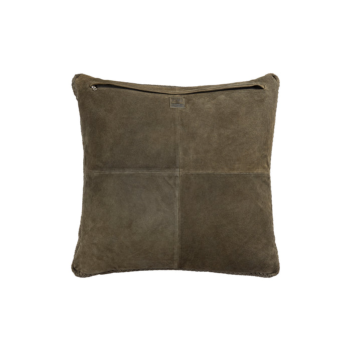 Decorative Cushion Suky Green Suede Leather Throw Pillow Square L