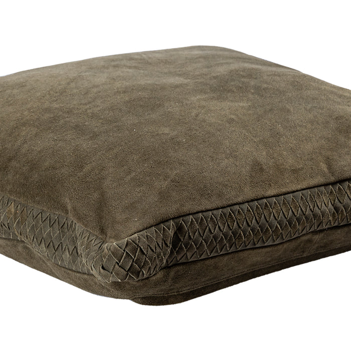 Decorative Cushion Suky Green Suede Leather Throw Pillow Square L
