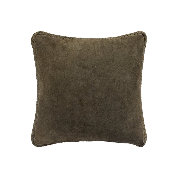 Decorative Cushion Suky Green Suede Leather Throw Pillow Square S