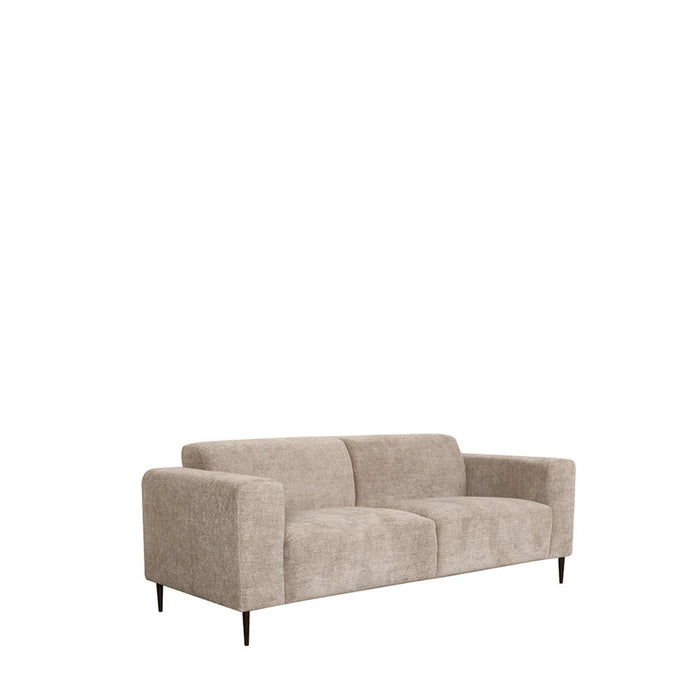 LABEL51 Eden 3-zitsbank in clay kleurige chenille stof met een modern design op slanke zwarte poten.