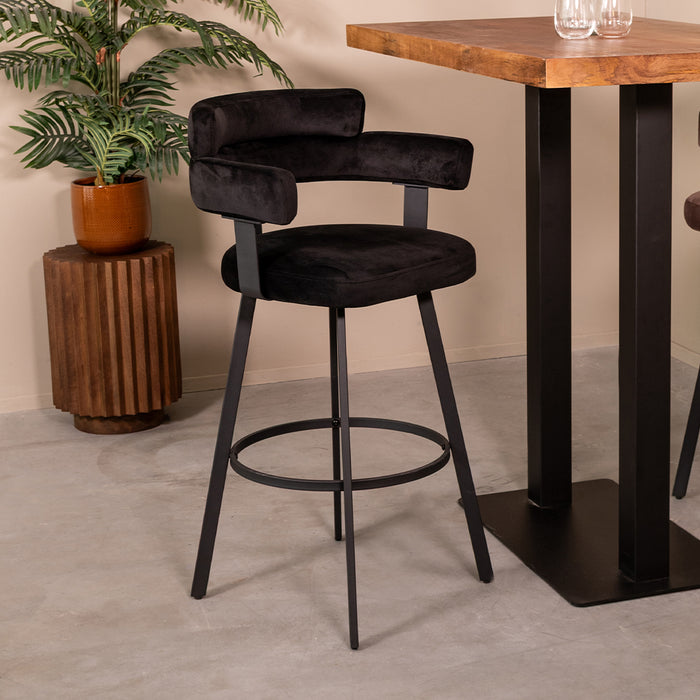 LABEL51 Barhocker Bardio - Schwarz - Samt - Hoch