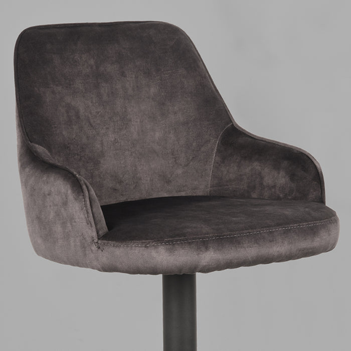 LABEL51 Barkruk Fender - Antraciet - Velours - Zithoogte 64-84 - Draaibaar-Barkrukken-LABEL51