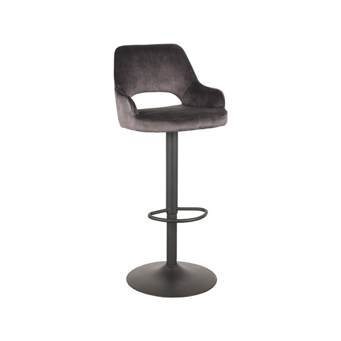 LABEL51 Bar stool Fer Anthracite Velour Gas lift 50x52x110 cm