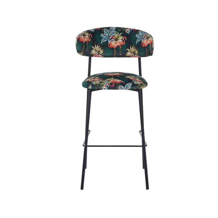 LABEL51 Eetkamerstoel Ferry Printed Flamingo Fluweel Hoog 46x52x107 cm-Barkrukken-LABEL51