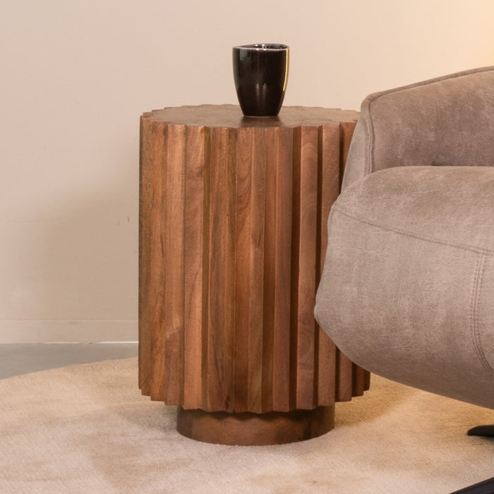 LABEL51 Bijzettafel Novan - Nature Smooth - Mangohout - 35 cm-Bijzettafels-LABEL51