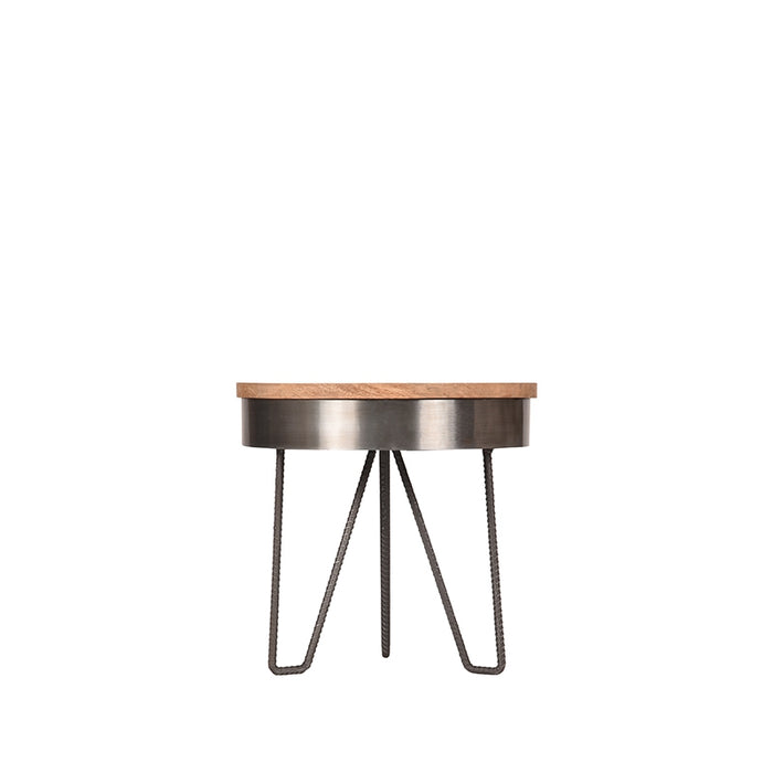 LABEL51 Bijzettafel Saran - Grijs - Metaal - 44 cm - Rond-Bijzettafels-LABEL51