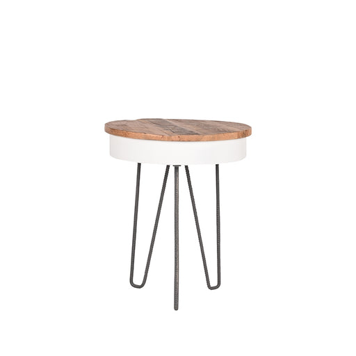 LABEL51 Bijzettafel Saria Wit Metaal 44 cm Rond 44x44x53 cm-Bijzettafels-LABEL51