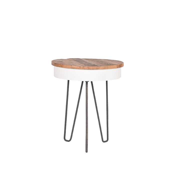 LABEL51 Bijzettafel Saria Wit Metaal 44 cm Rond 44x44x53 cm-Bijzettafels-LABEL51