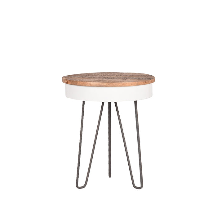 LABEL51 Bijzettafel Saria Wit Metaal 44 cm Rond 44x44x53 cm-Bijzettafels-LABEL51