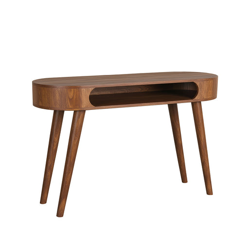 LABEL51 bureau Bella van nature smooth mangohout met open opbergvak, 120x42x77 cm.