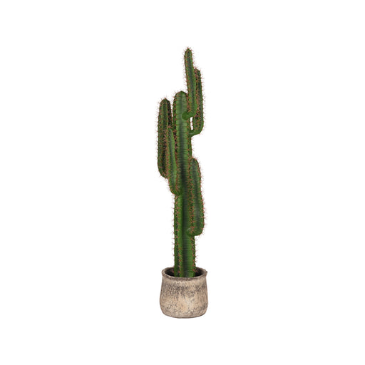 LABEL51 kunststof cactus van 130 cm hoog in een decoratieve grijze pot.