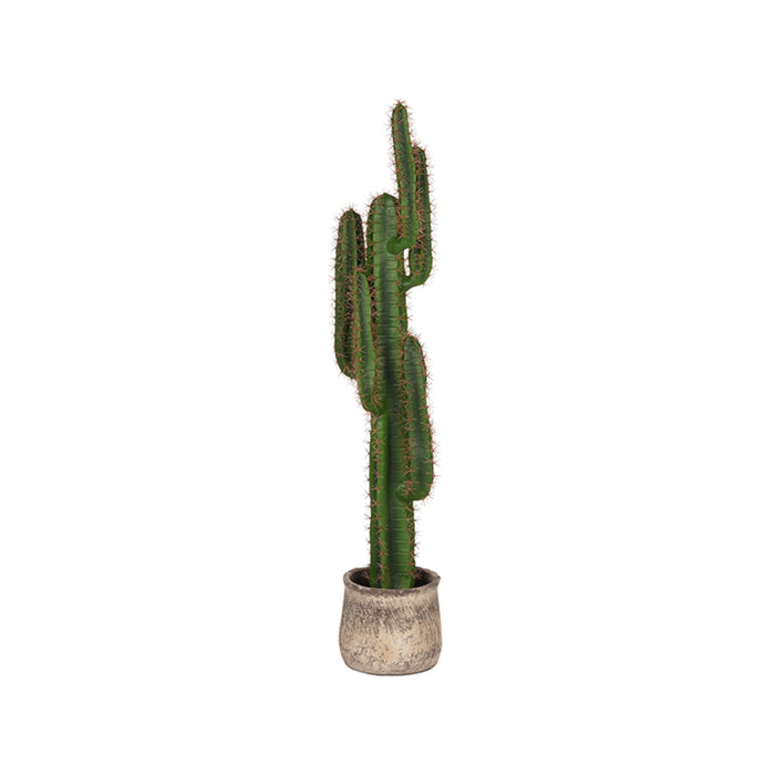 LABEL51 kunststof cactus van 130 cm hoog in een decoratieve grijze pot.