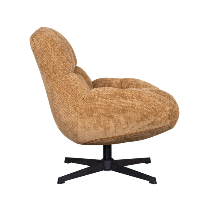LABEL51 Draaifauteuil Huxley 76x86x92 Cognac Elite | Zwart Metaal-Fauteuils-LABEL51