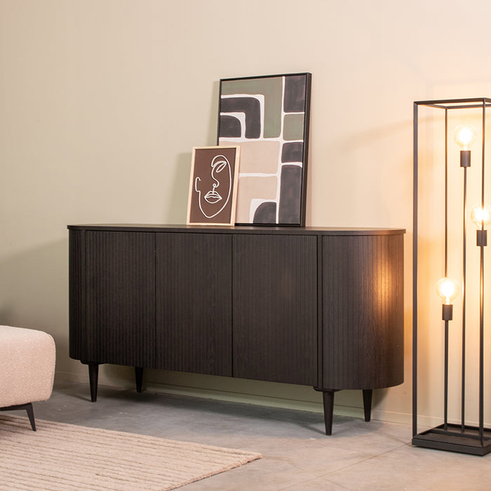 LABEL51 Dressoir Oliva - Zwart - Eiken - 180 cm-Dressoirs-LABEL51