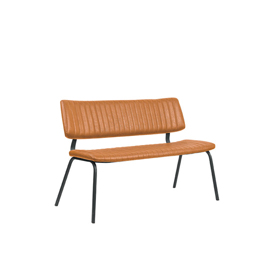 LABEL51 Gusto eetkamerbank in cognac kunstleder met zwart metalen frame, 120 cm breed.