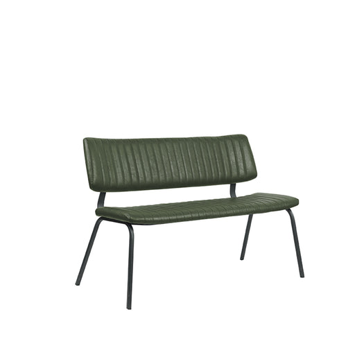 LABEL51 Gusto eetkamerbank in groen kunstleer met zwart metalen frame, 120 cm breed.