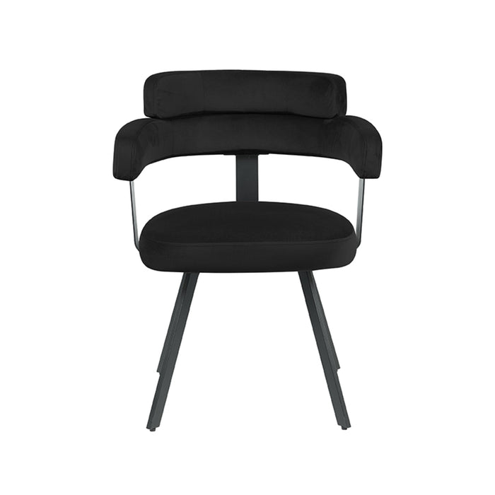 LABEL51 Eetkamerstoel Bardio - Zwart - Fluweel - Black Frame-Eetkamerstoelen-LABEL51