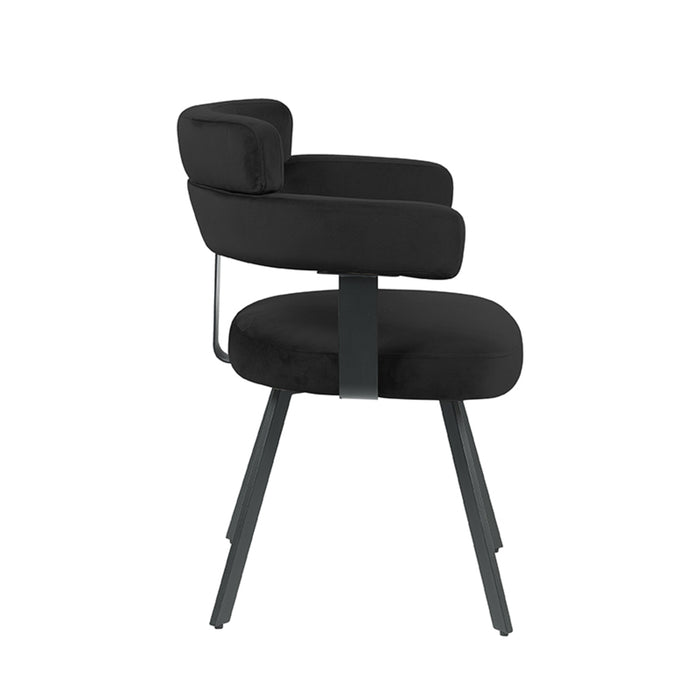 LABEL51 Eetkamerstoel Bardio - Zwart - Fluweel - Black Frame-Eetkamerstoelen-LABEL51