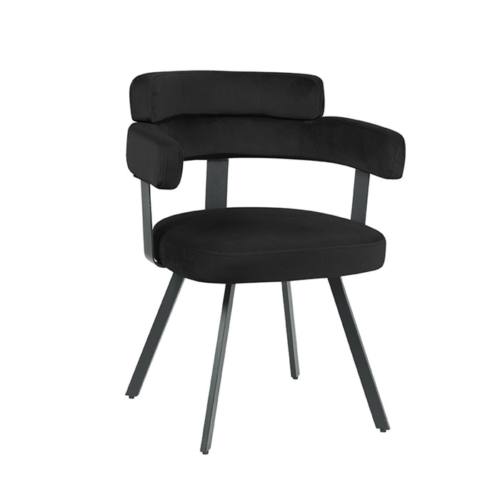 LABEL51 Eetkamerstoel Bardio - Zwart - Fluweel - Black Frame-Eetkamerstoelen-LABEL51