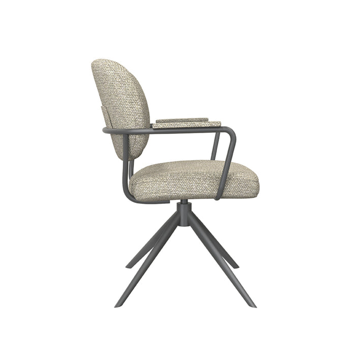 LABEL51 Eetkamerstoel Basel - Naturel - Boucle - Black Frame - Draaibaar-Eetkamerstoelen-LABEL51