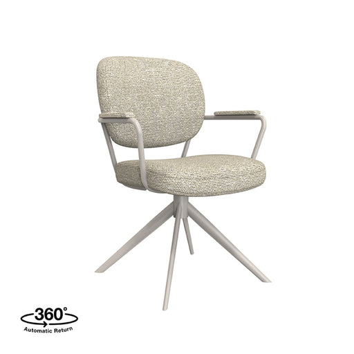 LABEL51 Eetkamerstoel Basel - Naturel - Boucle - Taupe Frame - Draaibaar-Eetkamerstoelen-LABEL51