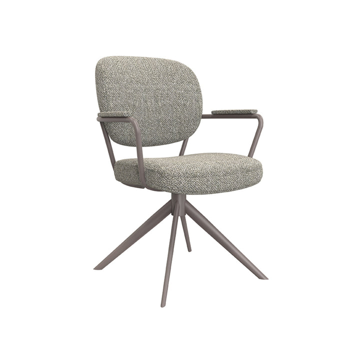 LABEL51 Eetkamerstoel Basel - Truffel grijs - Boucle - Bronze Frame - Draaibaar-Eetkamerstoelen-LABEL51