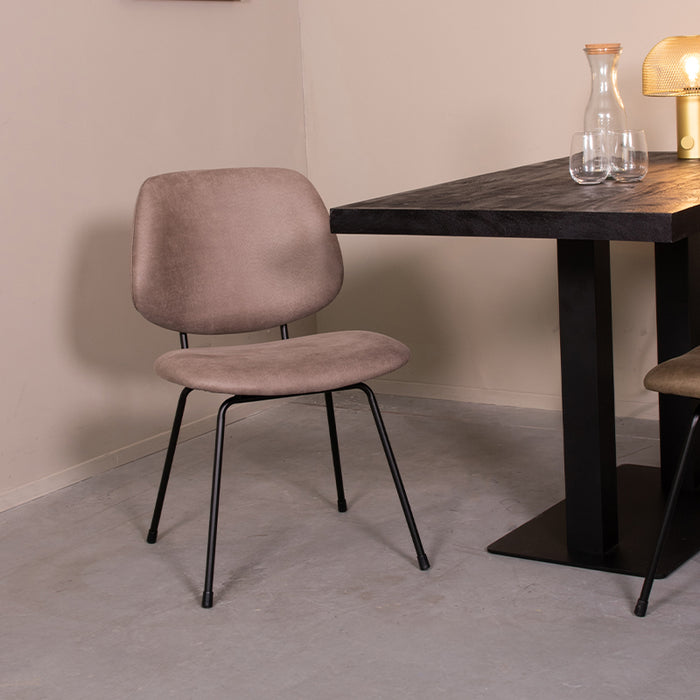 Eetkamerstoel Bello - Taupe - Micro Suede-Eetkamerstoelen-LABEL51