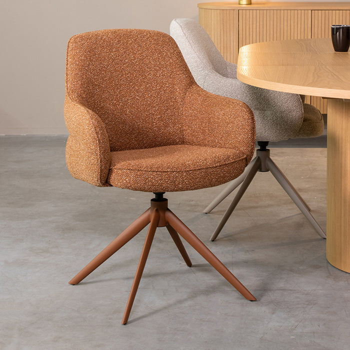 LABEL51 Eetkamerstoel Bern - Coral - Boucle - Coral Frame - Draaibaar-Eetkamerstoelen-LABEL51