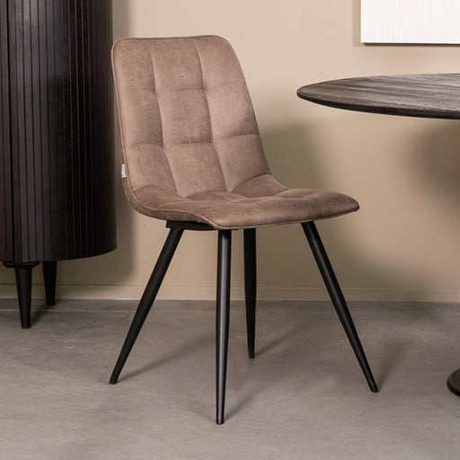 LABEL51 Eetkamerstoel Bistro - Taupe - Micro Suede - Black Frame-Eetkamerstoelen-LABEL51