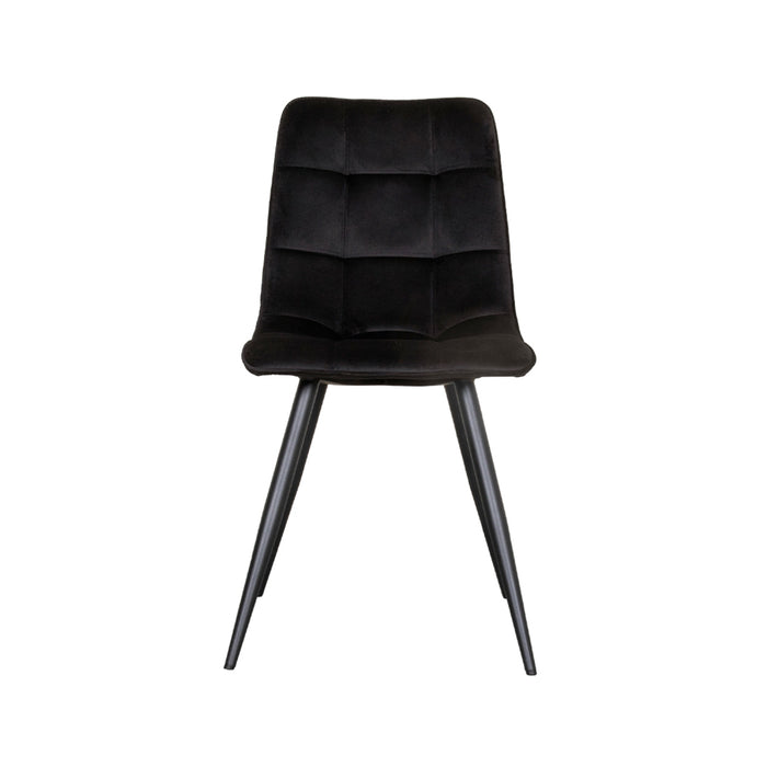 LABEL51 Eetkamerstoel Bistro - Zwart - Fluweel - Black Frame-Eetkamerstoelen-LABEL51