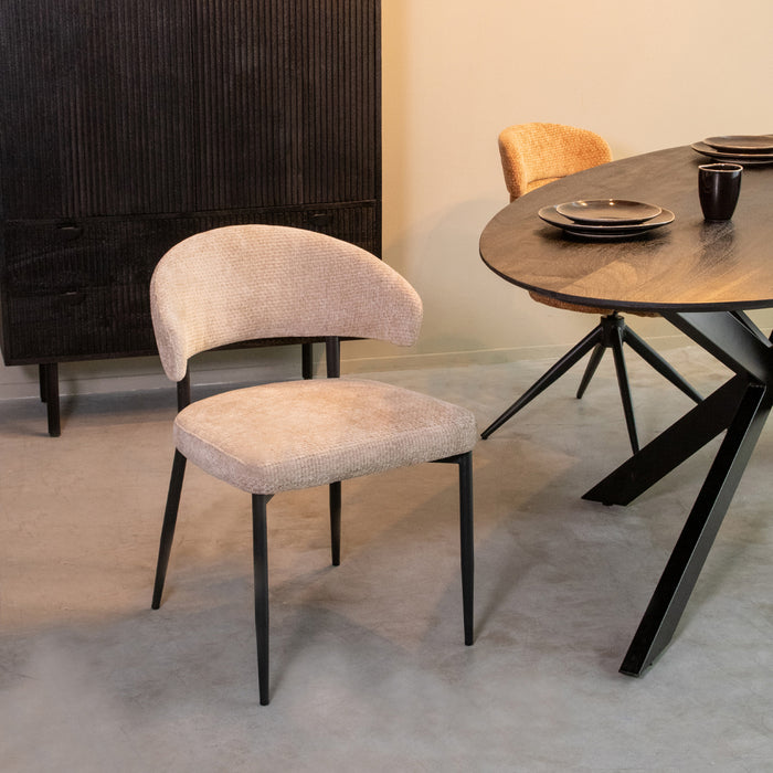 LABEL51 Eetkamerstoel Bliss - Clay - Elite - Zwart Metalen Frame-Eetkamerstoelen-LABEL51