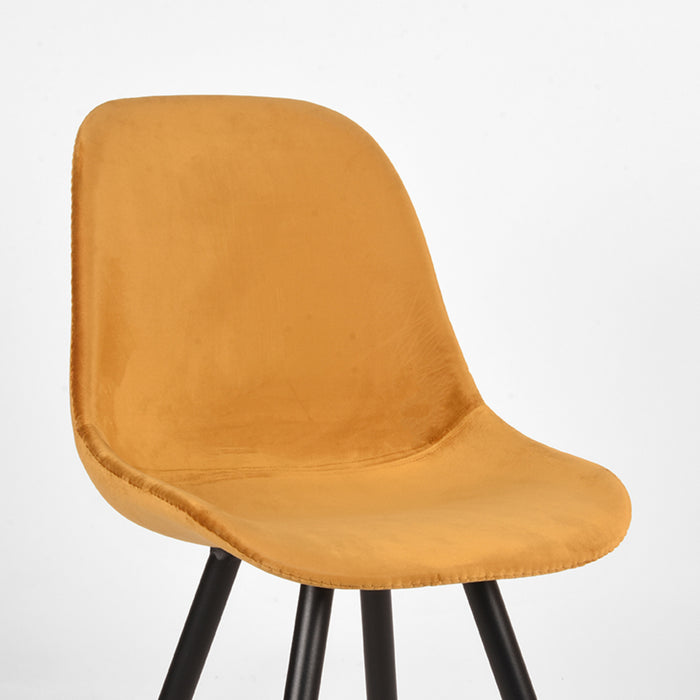 LABEL51 Eetkamerstoel Capri Oker Fluweel 46x56x88 cm-Eetkamerstoelen-LABEL51