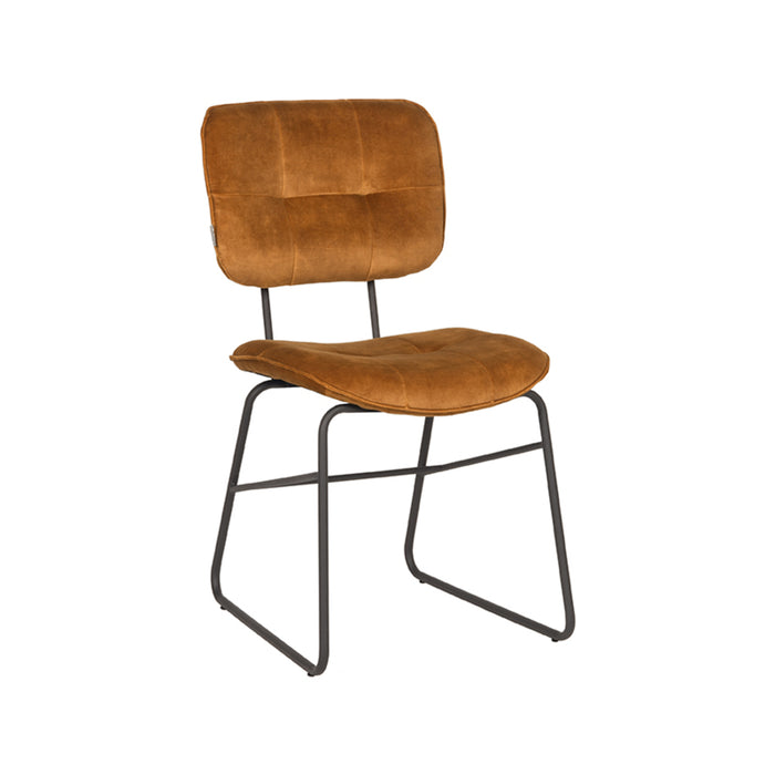 LABEL51 Eetkamerstoel Dez Oker Velours Zwart Metalen Frame 49x60x87 cm-Eetkamerstoelen-LABEL51
