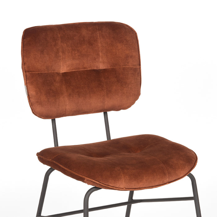 LABEL51 Eetkamerstoel Dez Rust Velours Zwart Metalen Frame 49x60x87 cm-Eetkamerstoelen-LABEL51