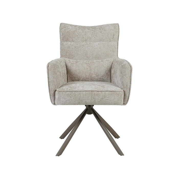 LABEL51 Eetkamerstoel Dubai Stof Naturel Draaibaar-Eetkamerstoelen-LABEL51
