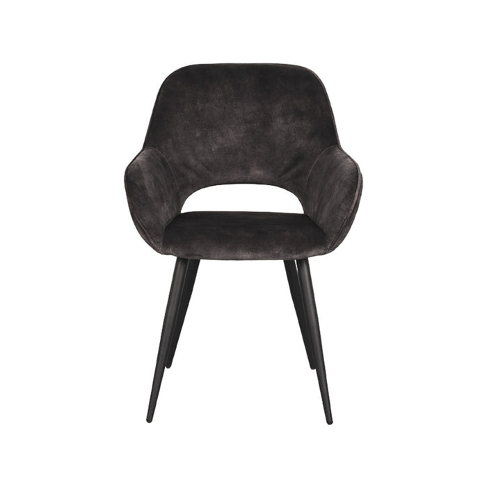 LABEL51 Eetkamerstoel Fer Antraciet Velours 58x57x87 cm-Eetkamerstoelen-LABEL51