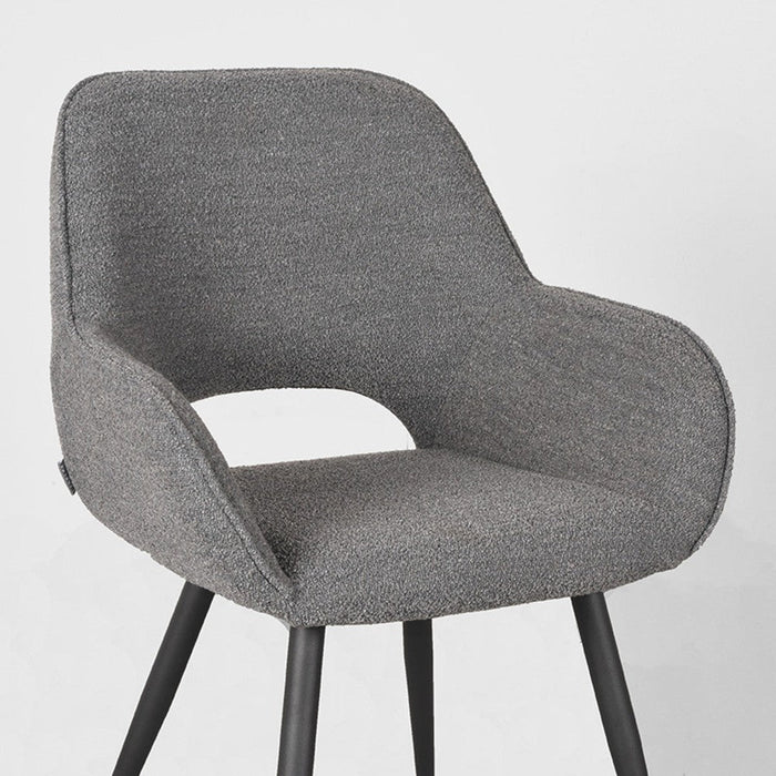 LABEL51 Eetkamerstoel Fer Grijs Boucle 58x57x87 cm-Eetkamerstoelen-LABEL51